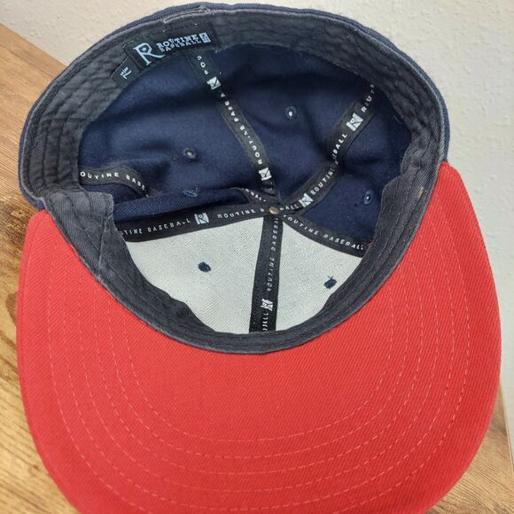 Po*Club Routine Baseball Cap Hat Red Blue Size 7 5/8 Fitted Men's Embroidered - Picture 5 of 6